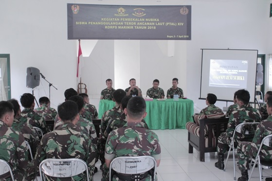 PEMBEKALAN NUBIKA SISWA  KURSUS PENANGGULANGAN TEROR ASPEL LAUT (PTAL) XIV  KORPS MARINIR TH 2018 DI KOMPI ZENI NUBIKA DITZIAD