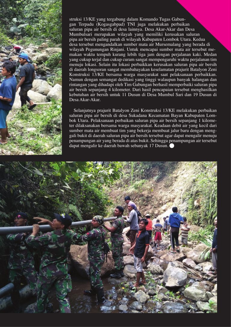 Perbaikan Saluran Pipa Air dari Sumber Mata Air Lombok